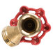 A close-up of a brass and gold Bunn fill valve.