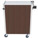 A Lakeside stainless steel utility cart with a wood finish.