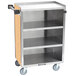 A stainless steel Lakeside utility cart with shelves on wheels.