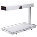 A white rectangular Hatco portable food warmer with a black handle on a white table.