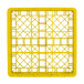 A yellow rectangular Vollrath Traex glass rack with a grid pattern.