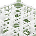 A Vollrath light green and white plastic glass rack with 16 compartments.