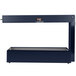 A navy blue metal rectangular shelf with a white metal screen over a metal tray.