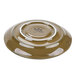 A brown Tuxton saucer with a white rim.
