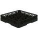 A black plastic Vollrath Traex rack with 12 compartments and a grid.