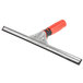 An Unger ErgoTec window squeegee with a red handle.