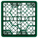 A green metal rack with 12 compartments and open rack extender.