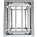 A metal frame with metal bars and a door.