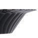 A close-up of a black Fineline Flairware plastic bowl with a curved bottom.