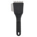 A black plastic spatula with a black handle.