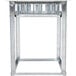 A Lakeside stainless steel glass rack dispenser on a metal frame with metal rods.