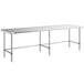 A Regency stainless steel rectangular work table with open metal legs.