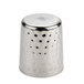 A silver stainless steel American Metalcraft French fry cup with a hammered texture and dots.