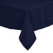 A navy blue rectangular polyester table cover by Intedge on a table.