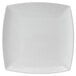 A white square Thunder Group melamine plate with a small white rim.