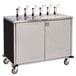 A stainless steel Lakeside condiment cart with 12 pumps.