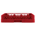 A red metal Vollrath TR8 Traex glass rack.