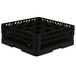 A Vollrath black plastic glass rack with 16 compartments.