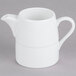 A close-up of an Arcoroc white creamer with a handle.
