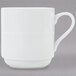 An Arcoroc white coffee mug with a handle.