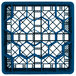 A royal blue Vollrath Traex glass rack with a grid pattern.