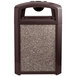 A brown Rubbermaid Landmark Series cigarette receptacle with a square lid and round ashtray.
