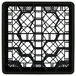 A black plastic Vollrath Traex glass rack with a grid pattern.