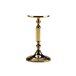 A polished brass candle holder with a round base.