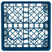 A Vollrath blue plastic rack with 20 compartments.