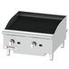 A Cecilware stainless steel gas charbroiler with two burners and knobs.