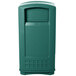 A dark green Rubbermaid Plaza square container with side opening door.