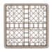 A beige plastic Vollrath Traex glass rack with 25 compartments and a grid pattern.