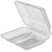 A clear plastic GET Reusable Eco-Takeouts container with 2 compartments and a lid.