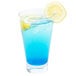 An Arcoroc Shetland highball glass with blue liquid and a lemon slice.