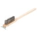 A Thunder Group narrow broiler and grill cleaning brush with metal bristles and a wooden handle.