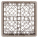 A beige metal Vollrath glass rack with a grid pattern and a metal structure with a cross.