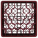 A Vollrath Traex full-size burgundy glass rack with a metal grid.