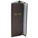 A brown leather Menu Solutions Royal Select menu cover.