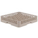 A beige Vollrath Traex glass rack with 30 compartments.