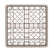 A beige plastic Vollrath Traex glass rack with a grid pattern and 36 compartments.