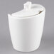 A 10 Strawberry Street Whittier white porcelain sugar bowl with a lid.