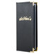 A black leather Menu Solutions Royal Select menu cover with gold writing.