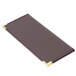 A brown leather rectangular Menu Solutions Royal Select menu cover.