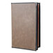 A brown leather Menu Solutions Royal Select booklet menu cover with black edges.