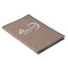 A brown leather-like Menu Solutions Royal Select Series 8 View booklet menu cover with white writing on it.