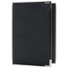 A black leather book cover with silver corners.