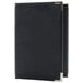 A black leather Menu Solutions Royal Select menu cover.