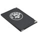 A black leather Menu Solutions Royal Select menu cover with a logo on it.