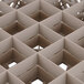 A close up of a beige grid with squares.