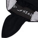 A close up of a black Headsweats shorty chef cap with grey trim.